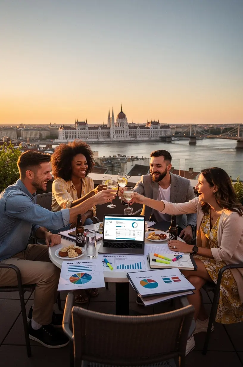 Fiatal szakember számológéppel és laptopal dolgozik a havi költségvetésén.